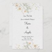 Elegante bloem Bewaar de datum wieden Kaart (Voorkant / Achterkant)