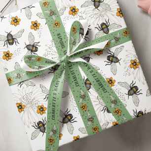 Elegante Bloem Bij Honingbij Zomer Cadeaupapier