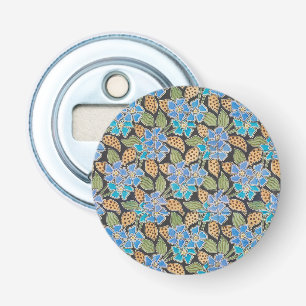 Elegante Bloem Blauw Periwinkle Floral Classic Button Flesopener