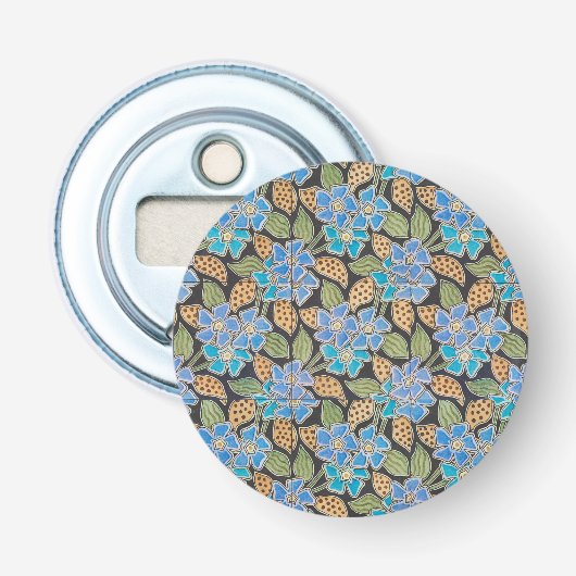Elegante Bloem Blauw Periwinkle Floral Classic Button Flesopener (Voorkant)