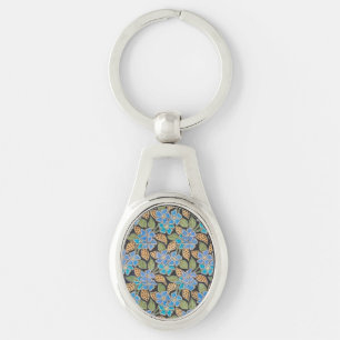 Elegante Bloem Blauw Periwinkle Floral Classic Sleutelhanger