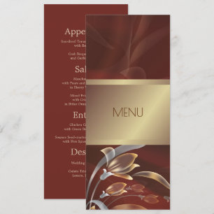 Elegante bloem Caoba Gouden menukaarten Menu