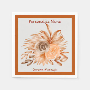 Elegante Bloem Chic Koraal Aquarel Bloem Servet