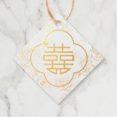 Elegante Bloem Dubbele Xi Chinese Bruiloft Bedankjes Labels (Voorkant)