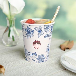 Elegante Bloem Dubbele Xi Chinese Trouw Papieren Bekers