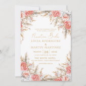 Elegante bloem- en blad-Spaanse Nuestra Boda Kaart (Voorkant)