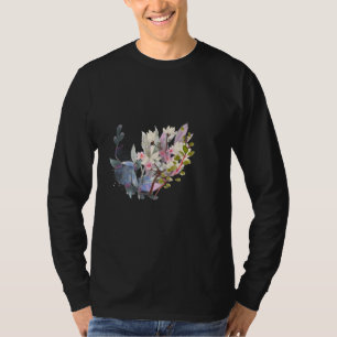 Elegante bloem- en bladlijn kunst Minimaal T-shirt