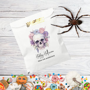 Elegante bloem- en schedelgotische Halloween trakt Bedankzakje