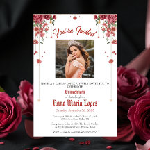 Elegante Bloem Foto Mijn Quince Quinceañera 15e