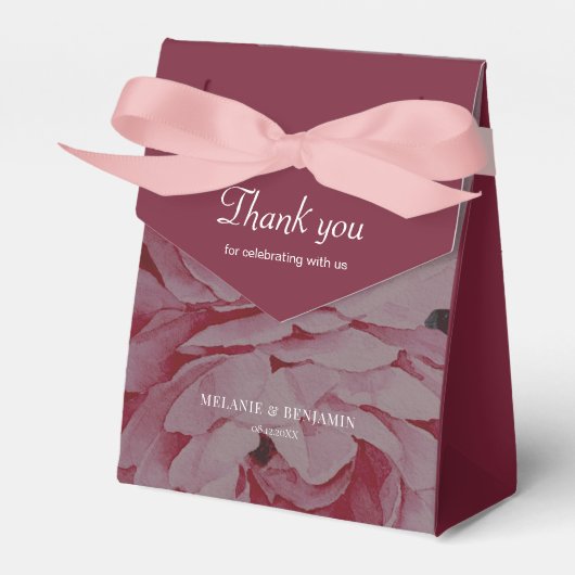 Elegante bloem gepersonaliseerde bruiloft Dank u Bedankdoosjes (Voorkant Zijde)