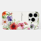 Elegante bloem gepersonaliseerde naam Case-Mate iPhone case (Achterkant (horizontaal))