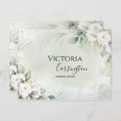 Elegante bloem goud groene professionele dank je briefkaart (Voorkant / Achterkant)