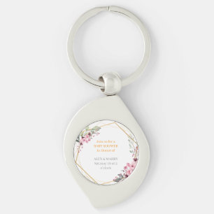 Elegante Bloem Gouden Geometrische Baby Borrel Uit Sleutelhanger