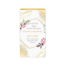 Elegante Bloem Gouden Geometrische Baby Shower Uit