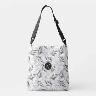 Elegante bloem groen blad monogram roze bloem crossbody tas