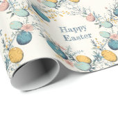 Elegante bloem Happy Easter Cadeaupapier (Rol Hoek)