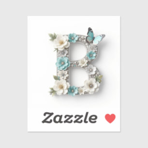 Elegante Bloem Initialen van Jou B Vinyl Stickers
