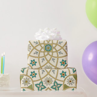 Elegante Bloem Islamitisch Groen Goud Cadeaupapier