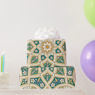 Elegante Bloem Islamitisch Groen Goud Cadeaupapier