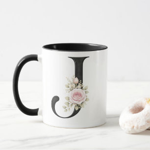 Elegante Bloem Letter J Monogram Logo Mok