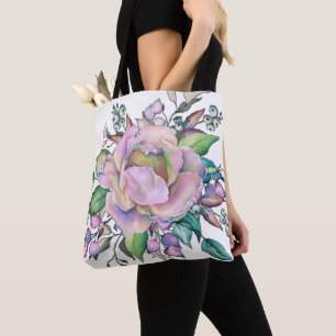 Elegante Bloem Pastel Waterverf Draagtas