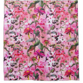 Elegante bloem roze bloem decoratief douchegordijn (Voorkant)