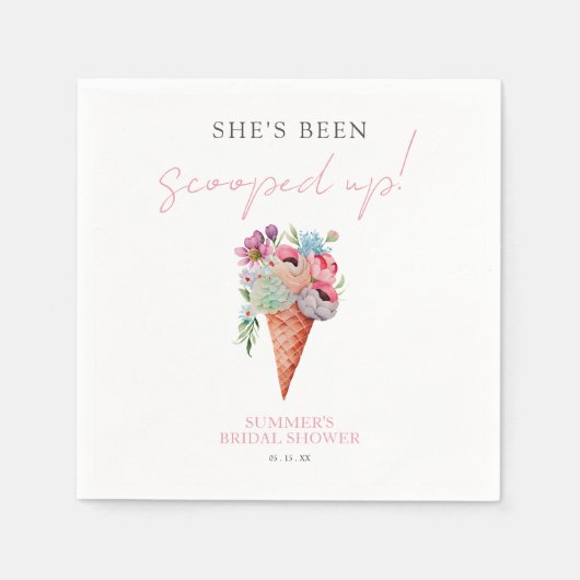 Elegante bloem schepte ijs Vrijgezellenfeest Servet (Voorkant)