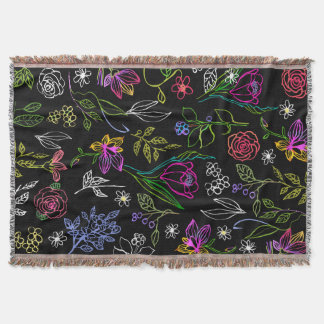 Elegante Bloem schets Multi Outlines Gooi Deken