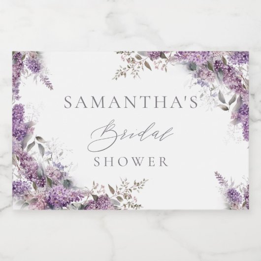 Elegante Bloem Sering Bruidsfeest Sparkling Wijnetiket (Enkel label)