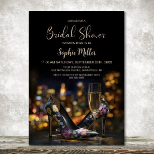 Elegante Bloem Stiletto Schoenen Bruidsfeest Kaart