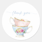 Elegante Bloem Thee Bruids Brunch Bedankt Ronde Sticker (Voorkant)