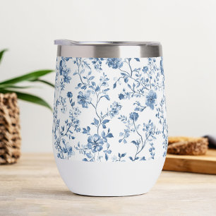 Elegante bloem toile blauw en wit vintage stijl