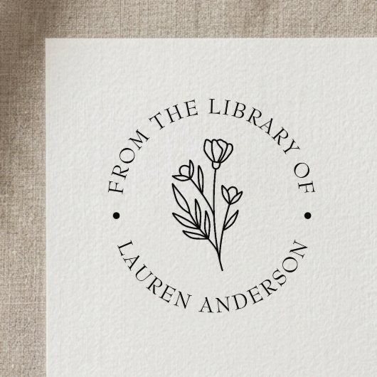 Elegante bloem uit de bibliotheek van het boekplaa  zelfinktende stempel
