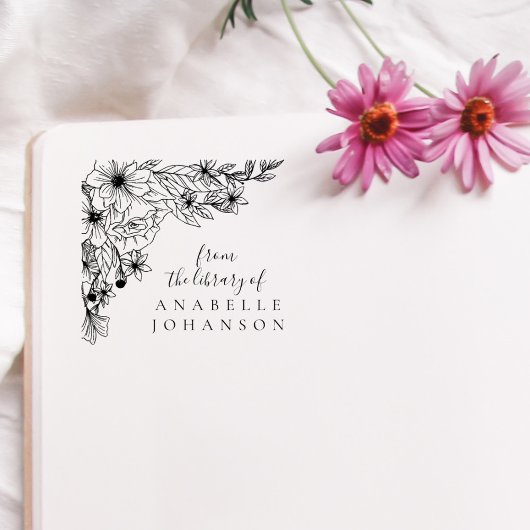 Elegante bloem uit de Lbrary van het Boek Rubberstempel