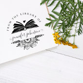 Elegante bloem uit het bibliotheekboek rubberstempel