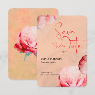 Elegante Bloem Watercolor Save The Date Kaart