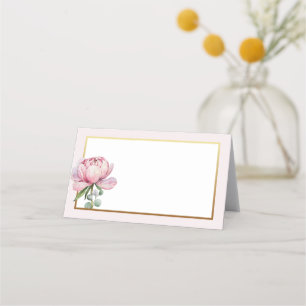 Elegante Bloem Waterverf Lege Plaatskaart – Blush