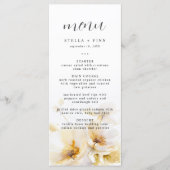 Elegante bloem wit goud bruiloft menu (Voorkant)
