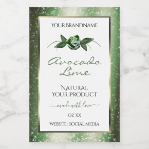 Elegante bloem witte en donkergroene productlabels voedselcontainer etiket