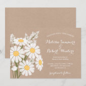 Elegante bloem witte margrieten beige bruiloft kaart (Voorkant / Achterkant)