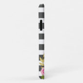 Elegante bloem zwart wit streep monogram Case-Mate iPhone case (Achterkant/rechts)