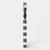 Elegante bloem zwart wit streep monogram Case-Mate iPhone case (Achterkant/links)
