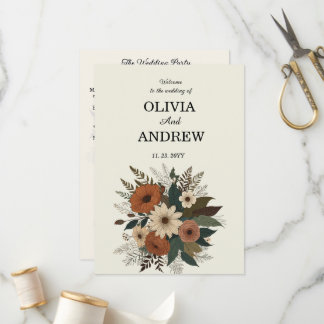 Elegante bloemaccenten en zacht kleurenpalet plat programma