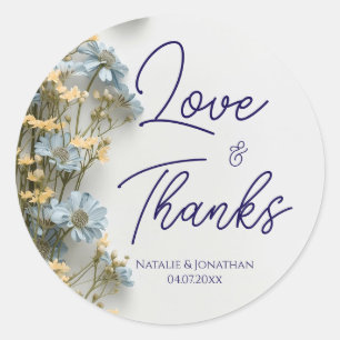 Elegante Bloemachtige Trouw  Ronde Sticker