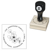 Elegante bloemblaadjes achternaam retouradres 	rubberstempel (Gestempeld)