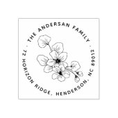 Elegante bloemblaadjes achternaam retouradres 	rubberstempel (Afrduk)