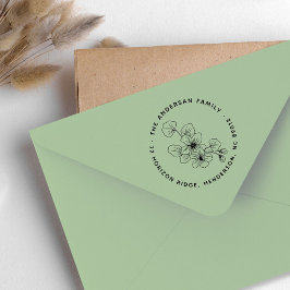 Elegante bloemblaadjes achternaam retouradres 	rubberstempel