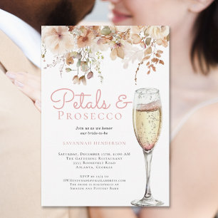 Elegante bloemblaadjes en Prosecco Floral Vrijgeze Kaart