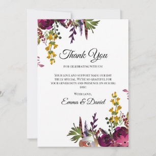 Elegante bloemboeket bedankkaart