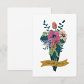 Elegante bloemboeket lint bedankt (Voorkant / Achterkant)